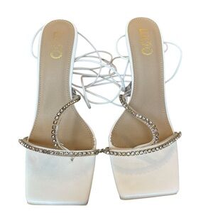 EGO Diamond and White Lace-up Heels